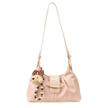 Bolso de hombro rosa media luna con adorno dorado y colgante de perrito lindo - Con Colgante / Rosa