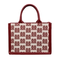 Traditionele rode en witte bruiloftstas met Xi-jacquard en lederen handvatten - Klein Wijnrood Stijl 2