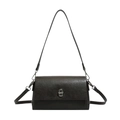 Minimalist dark brown leather crossbody bag with elegant silver twist-lock closure - Brown