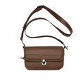 Vintage brown leather crossbody bag with silver buckle and adjustable shoulder strap - Brown