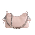 Borsa hobo rosa in pelle lucida con catena d'argento e ciondolo a cuore - Rosa