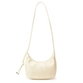 Borsa a mezzaluna minimalista color panna in pelle con nodo elegante sulla tracolla - Bianco