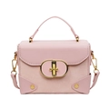 Roze vintage kleine crossbody tas van gemengd leer met goudkleurige metalen hardware - Roze