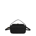 Bolso bandolera pequeño con purpurina negra, herrajes dorados y correa desmontable - Negro