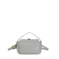 Bolso de mano elegante de lentejuelas plateadas con acabado brillante y hebilla dorada - Gris
