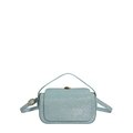 Bolso elegante en tela brillante azul claro con asa y correa de hombro ajustable - Azul