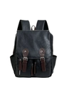 Sac à dos rétro en similicuir noir avec finitions marron et boucles en métal - Avec Pendentif / Noir