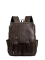 Sac à dos vintage marron foncé grande capacité avec rabat à boucles et poches avant - Avec Pendentif / Marron