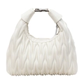 Elegante borsa bianca trapuntata con pieghe testurizzate e finiture metalliche argentate - Bianco