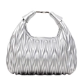 Borsa hobo argento metallizzato con trama trapuntata e silhouette a mezzaluna - Argento