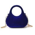 Elegant royal blue velvet handbag with geometric quilting and gold chain strap - Style 1 Blue