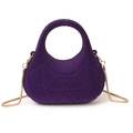 Mini deep purple velvet handbag with geometric triangular patterns and gold chain - Triangle Quilted - Purple
