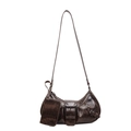 Dunkelbraune Retro-Achseltasche mit Vintage-Schnallenriemen und Münzbeutel - Kaffeebraun