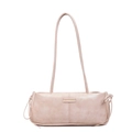 Bolso bajo el brazo rectangular rosa pálido con tirantes finos y placa dorada - Rosa
