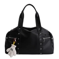 Borsa a bauletto vintage nera con borchie argentate e ciondolo a guanto bianco - Con Ciondolo / Nero