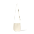 Mini bolso bandolera blanco de piel granulada con cremallera y herrajes plateados - Blanco Roto