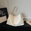 Borsa tote bianca minimalista con fibbia decorativa per il pendolarismo donna - Bianco