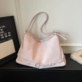 Grande borsa tote rosa cipria con fibbie minimaliste e finitura opaca e morbida - Viola