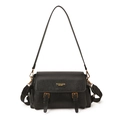 Borsa a tracolla vintage in pelle PU nera con patta e cinturino regolabile - Nero