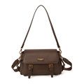 Borsa a tracolla vintage marrone scuro in ecopelle con fibbie dorate e doppia tracolla - Marrone