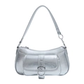 Borsa baguette argento metallizzato con trama screpolata e tracolla in stile Y2K - Argento