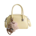 Vintage pastel yellow pillow bag for women with a cute plush sheep charm accessory - With Charm / Yellow