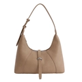 Minimalist khaki half-moon armpit bag with silver D-ring and matte faux leather - Khaki