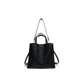 Borsa tote nera in pelle martellata con dettagli dorati e tracolla sottile elegante - Nero