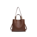 Elegante borsa tote marrone motivo litchi con manici e tracolla regolabile in pelle - Marrone Caffè