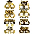 Pack de 8 gafas de papel negras y doradas para fotos de graduación 2026 y accesorios - Estilo B de Graduación Negro y Dorado