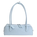 Minimalist light blue Boston tote bag with dual shoulder straps and a grained texture - Blue