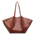 Borsa tote marrone a pieghe a forma di ala con spalline lunghe e decoro a nodo - Marrone
