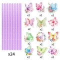 Set dettagliato di 24 decorazioni a farfalla per cannucce con strisce di carta colorate - Stile Farfalla Floreale Acquerello
