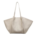 Elegante borsa tote bianco off-white in pelle con lati regolabili e spalline sottili - Bianco Sporco