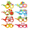 Set van 8 Hawaïaanse partybrillen van papier met flamingo-, ananas- en zomermotieven - Tropische Stijl Ontwerpen
