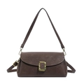 Brown retro shoulder bag with golden buckle and dual straps for women's commute - Brown