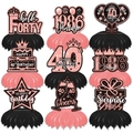 Set da 9 pezzi decorazioni tavola per 40 compleanno in oro rosa e nero a nido d'ape - Oro Rosa 40