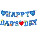 Detail of Happy Dad's Day banner featuring blue argyle patterns and festive icons - Banner