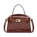 Elegante borsa a tracolla marrone caramello in ecopelle con chiusura a scatto e manico - Marrone Rosso