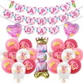 Moederdag decoratieset met Happy Mother's Day banner en roze hartballonnen voor feestjes - Set B