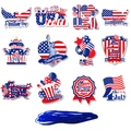 Detail-Set aus USA-Party-Anhängern mit Adler, Flaggenmotiven und blauem Band - Doppelseitige Karten Mit Juteseil