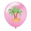 Pink latex party balloon with tropical palm tree and beach prints for Luau themes - 12 Inch / Pink
