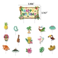 Set topper per torta festa Aloha con elementi tropicali tiki, fenicottero e ananas - Topper per torta
