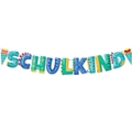 Μπλε γιρλάντα SCHULKIND με δεινόσαυρο για τη γερμανική γιορτή της πρώτης μέρας στο σχολείο - Πανό με γράμματα