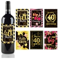 Set di 6 etichette per bottiglie di vino per il 40° compleanno nero e oro eleganti - 40 Compleanno (1984)
