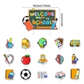 Set decorativo per torta Welcome Back to School con scuolabus e mele colorate - Topper per torta