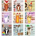 Lot de 9 autocollants de fête thème cheval DIY avec divers visages et accessoires - Style feuille unique