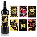 Set di 6 etichette per bottiglie di vino per il 50° compleanno nero e oro - 50 Compleanno (1974)