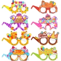 8-pack colorful paper Happy Birthday glasses set for fun party photo props - Photo Glasses