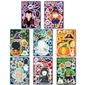 Otto fogli di adesivi Halloween fai-da-te con fantasmi e zucche in stile cartoon - Set di 8 fogli